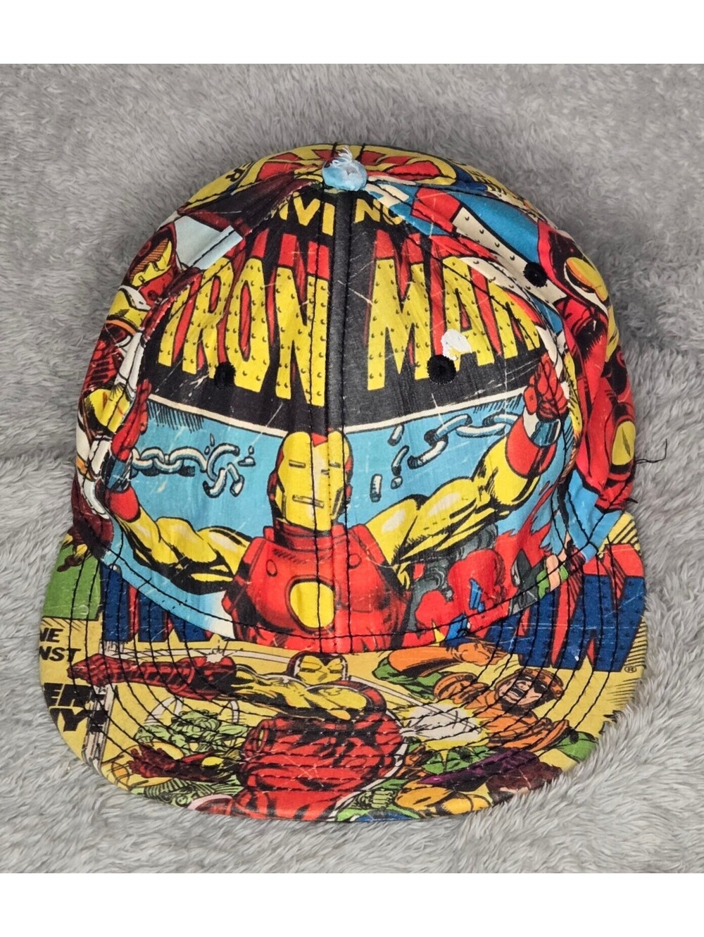 Marvel Iron Man Captain America Comic Print All Over Baseball Cap Hat Avengers